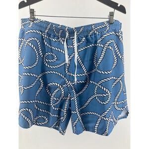 Ouku Men's 3XL Blue Rope Print‎ Swim Trunks Elastic Waist Drawstring Lined New